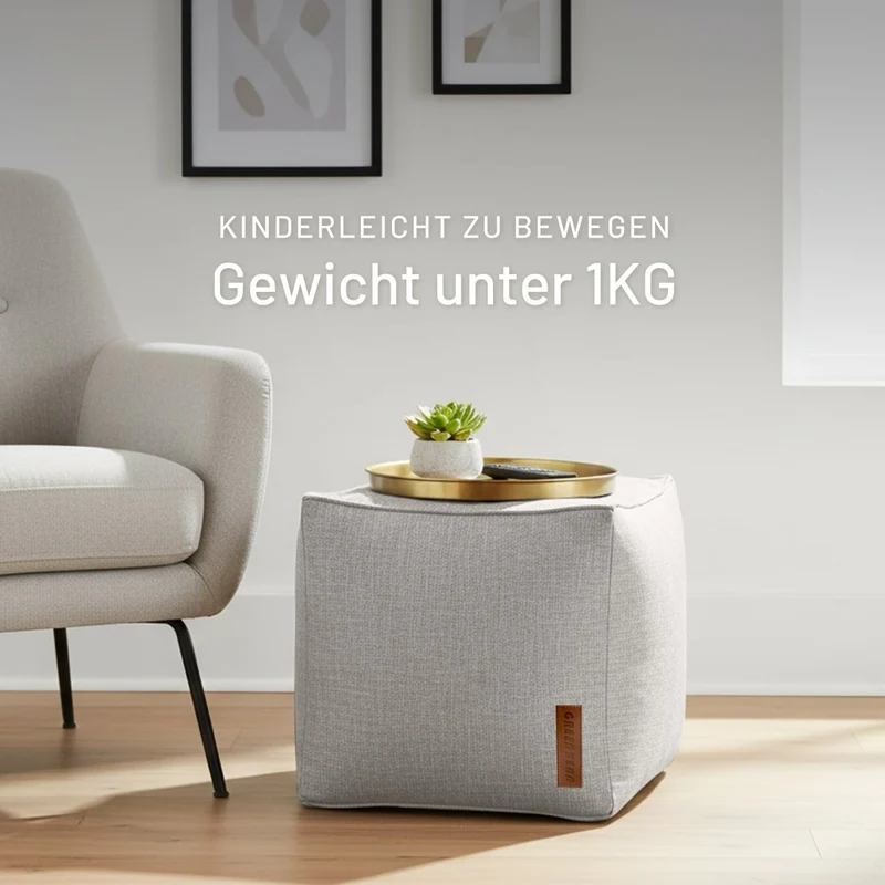 Cube Sitzhocker in Leinen-Optik
