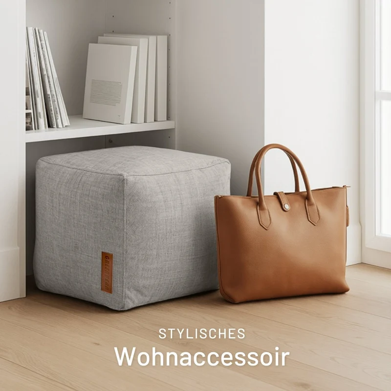 Cube Sitzhocker in Leinen-Optik