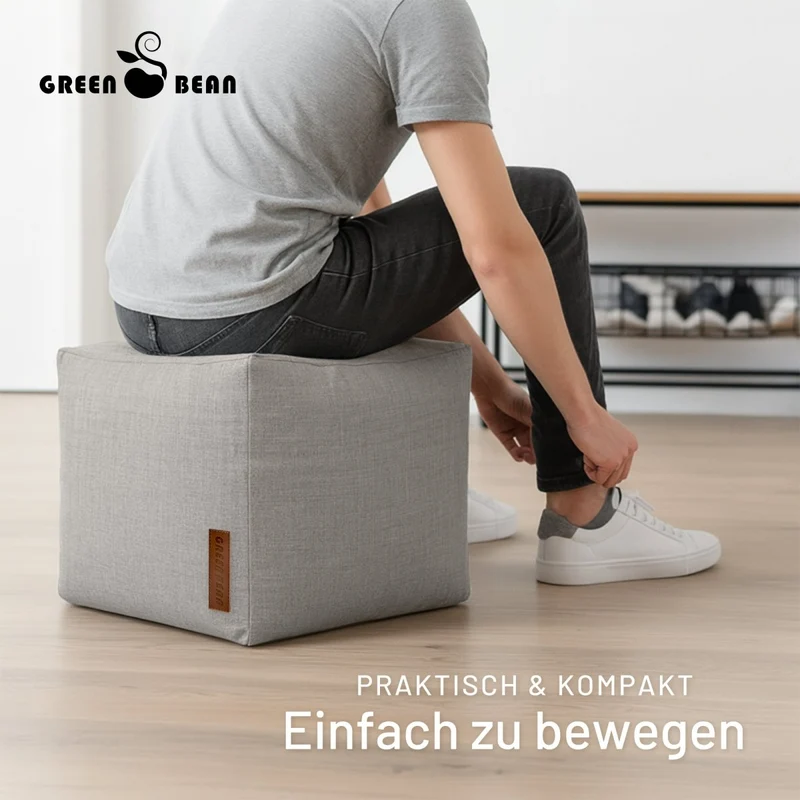 Cube Sitzhocker in Leinen-Optik
