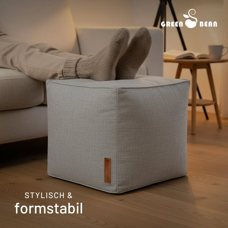 Cube Sitzhocker in Leinen-Optik