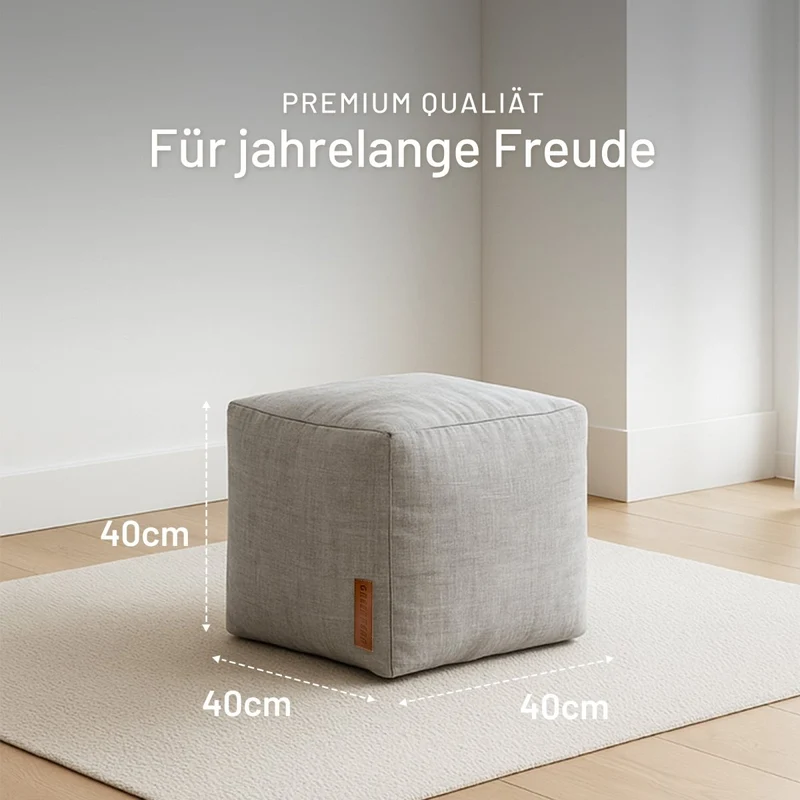 Cube Sitzhocker in Leinen-Optik