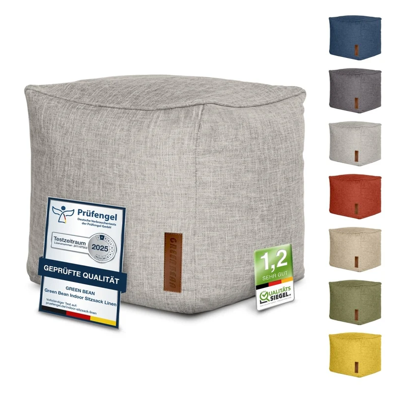 Cube Sitzhocker in Leinen-Optik