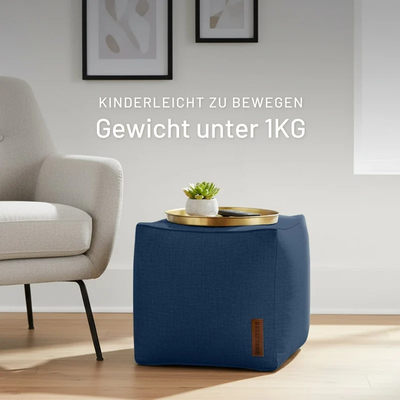 Cube Sitzhocker in Leinen-Optik