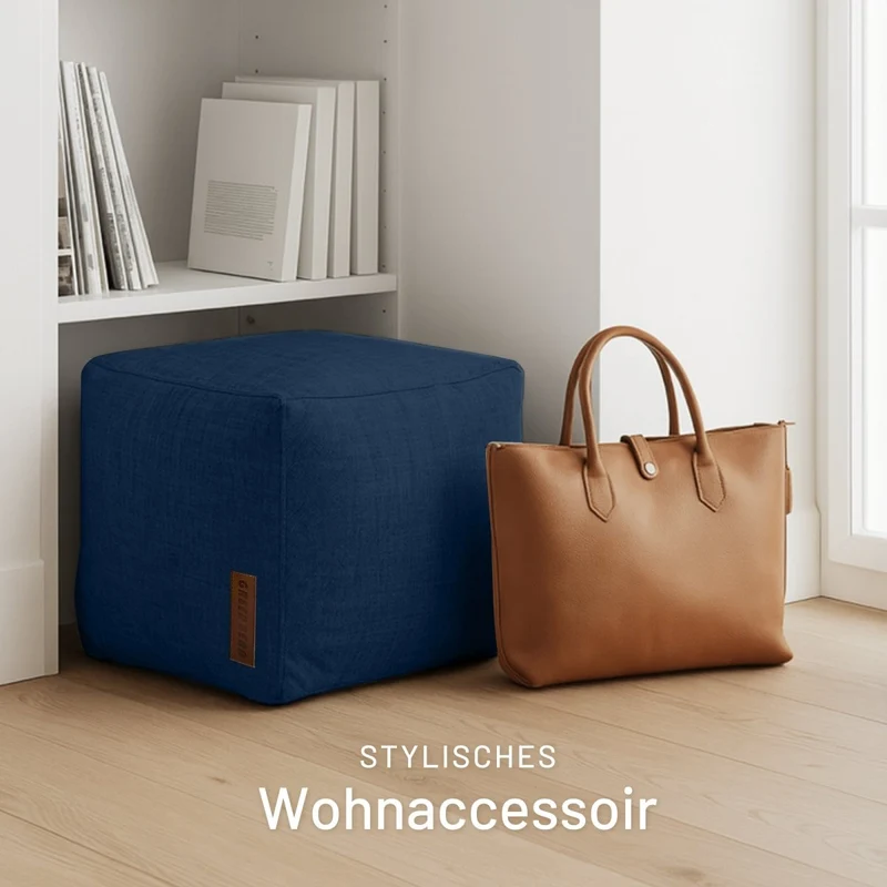 Cube Sitzhocker in Leinen-Optik