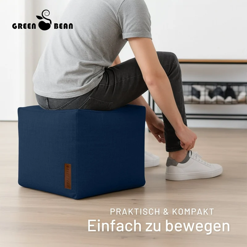 Cube Sitzhocker in Leinen-Optik