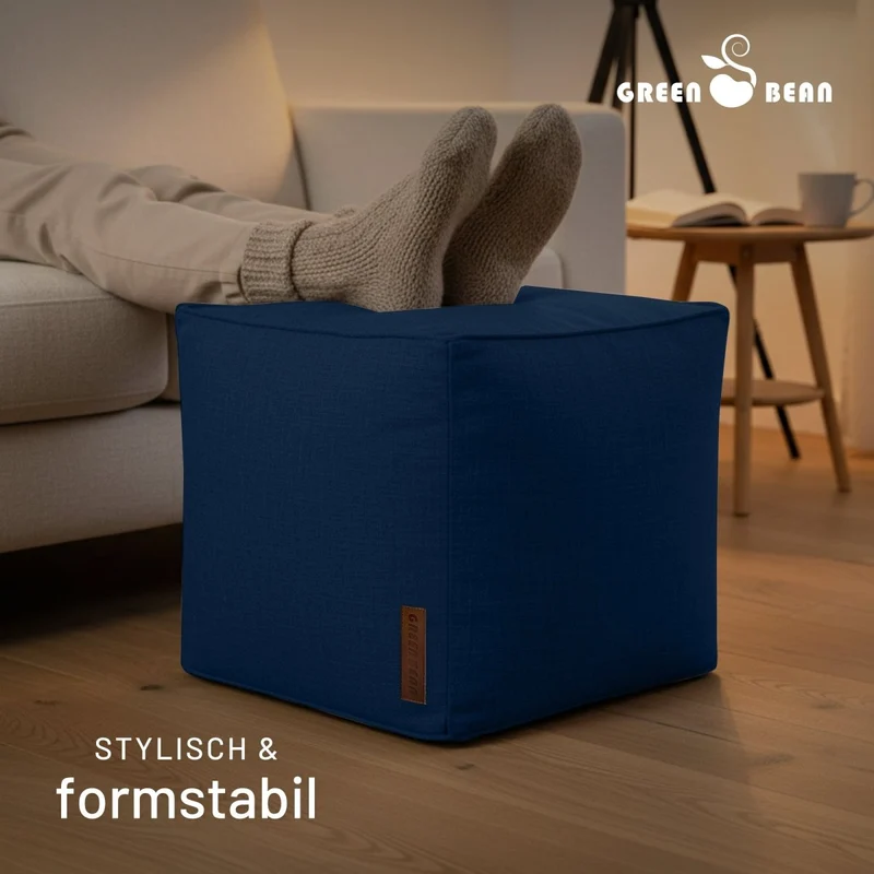 Cube Sitzhocker in Leinen-Optik