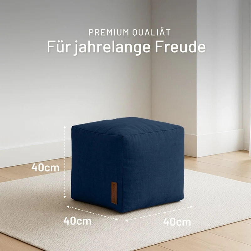 Cube Sitzhocker in Leinen-Optik