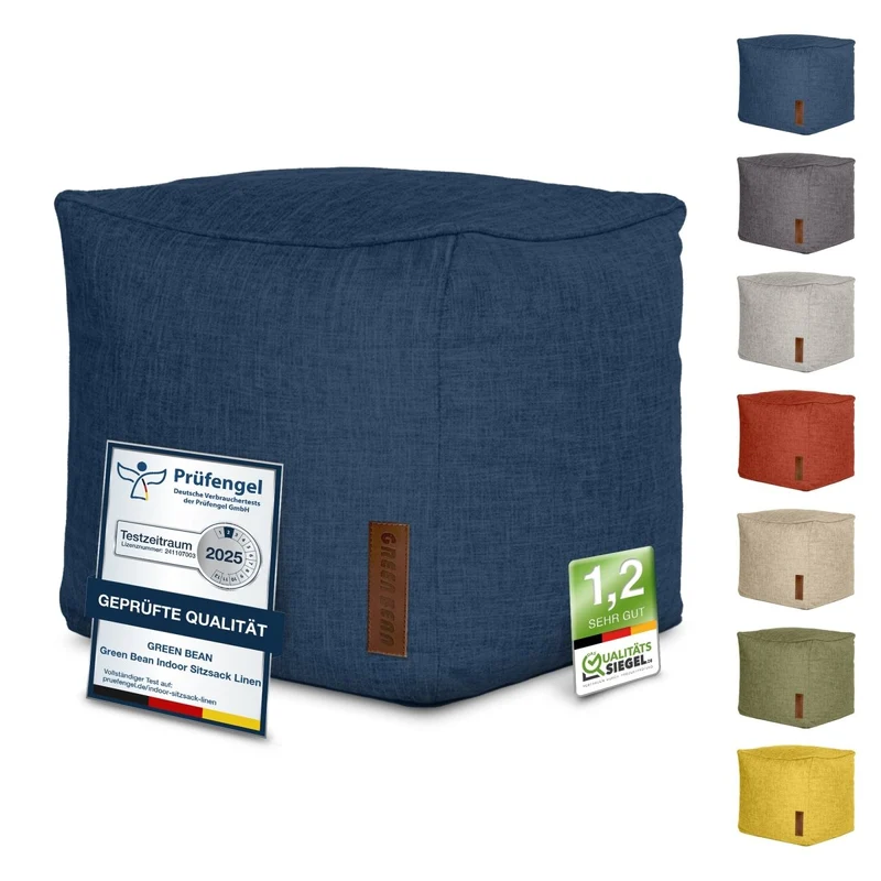 Cube Sitzhocker in Leinen-Optik