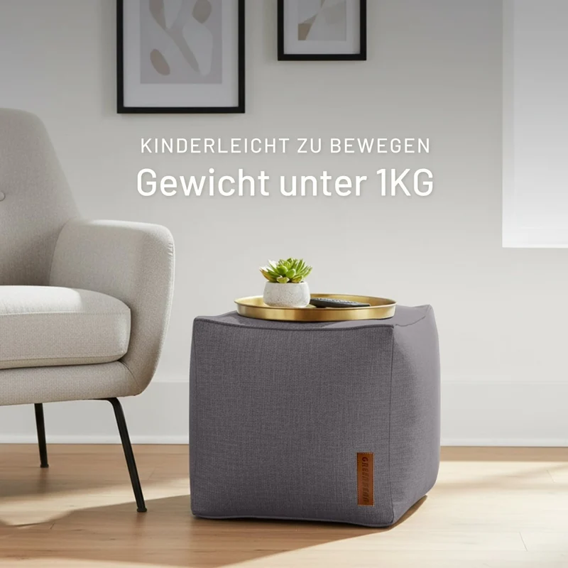 Cube Sitzhocker in Leinen-Optik