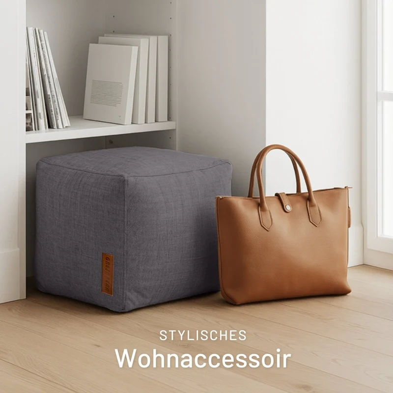 Cube Sitzhocker in Leinen-Optik