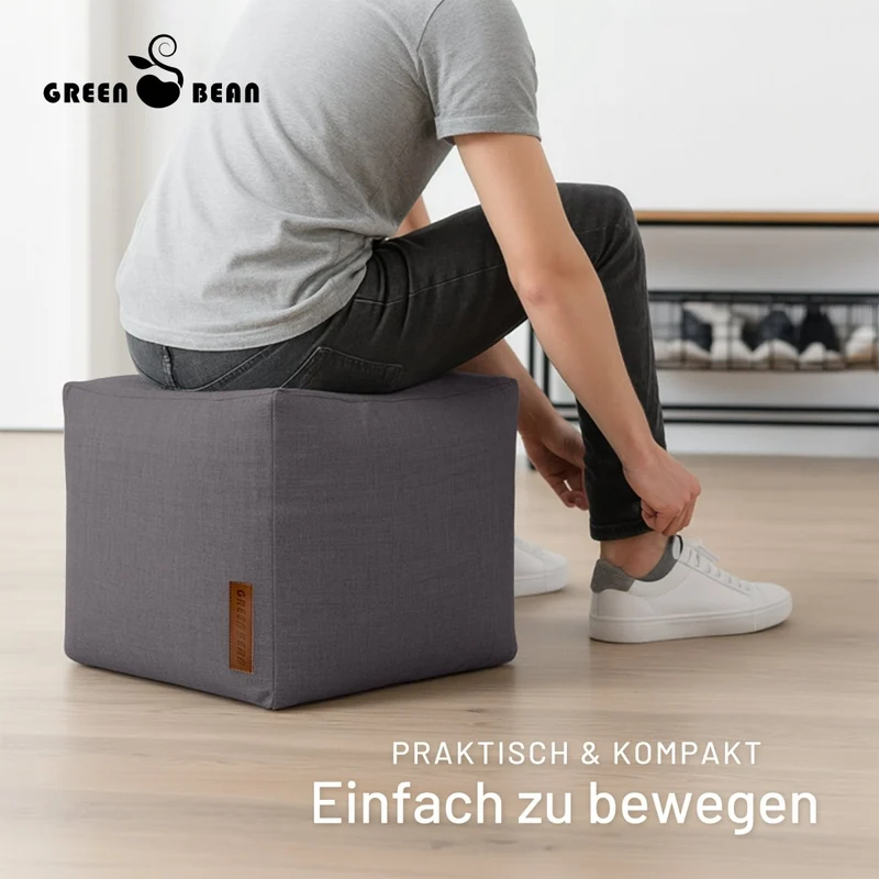 Cube Sitzhocker in Leinen-Optik