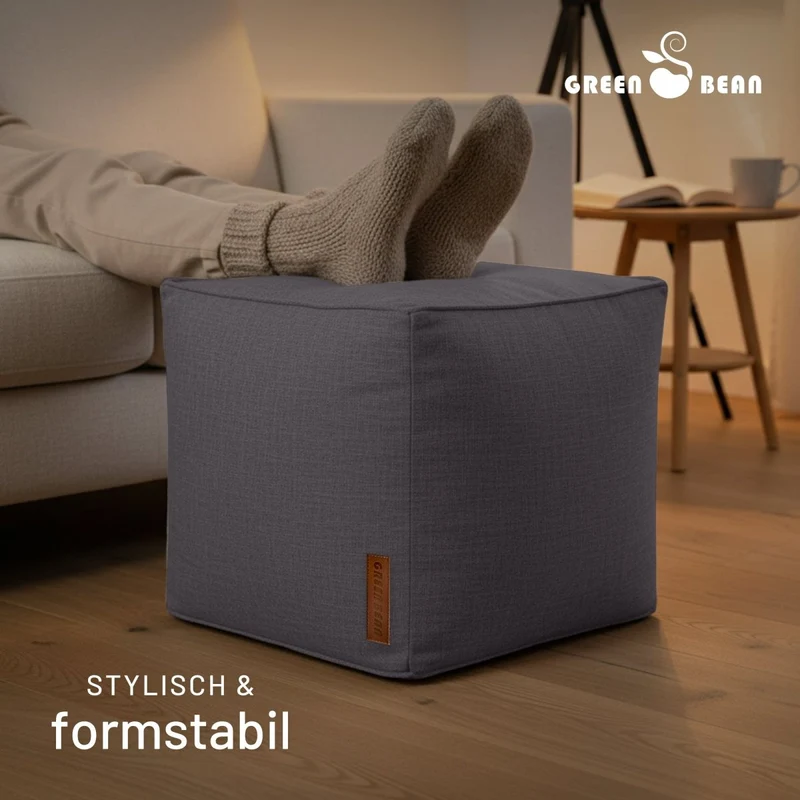 Cube Sitzhocker in Leinen-Optik