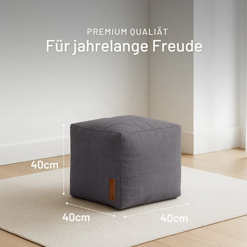 Cube Sitzhocker in Leinen-Optik