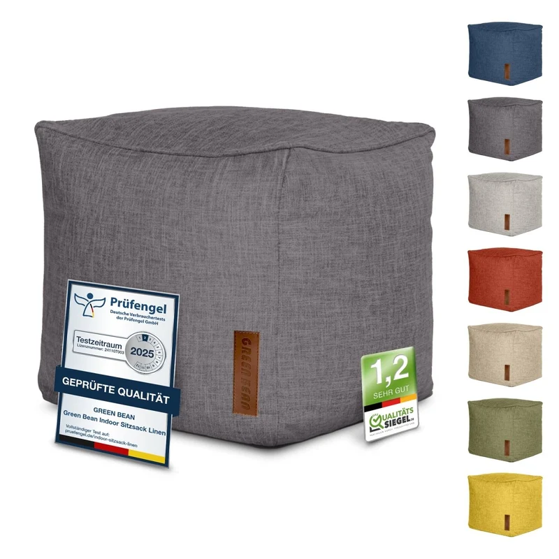 Cube Sitzhocker in Leinen-Optik