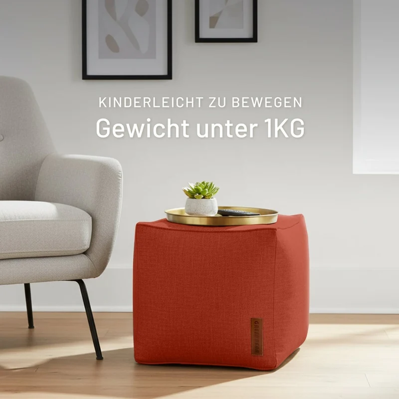Cube Sitzhocker in Leinen-Optik