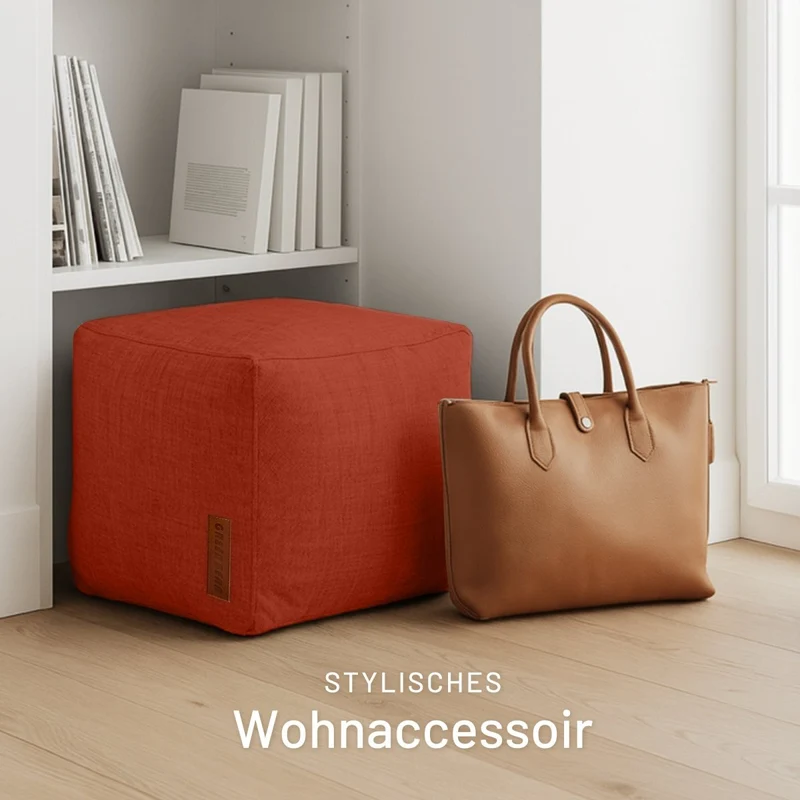 Cube Sitzhocker in Leinen-Optik