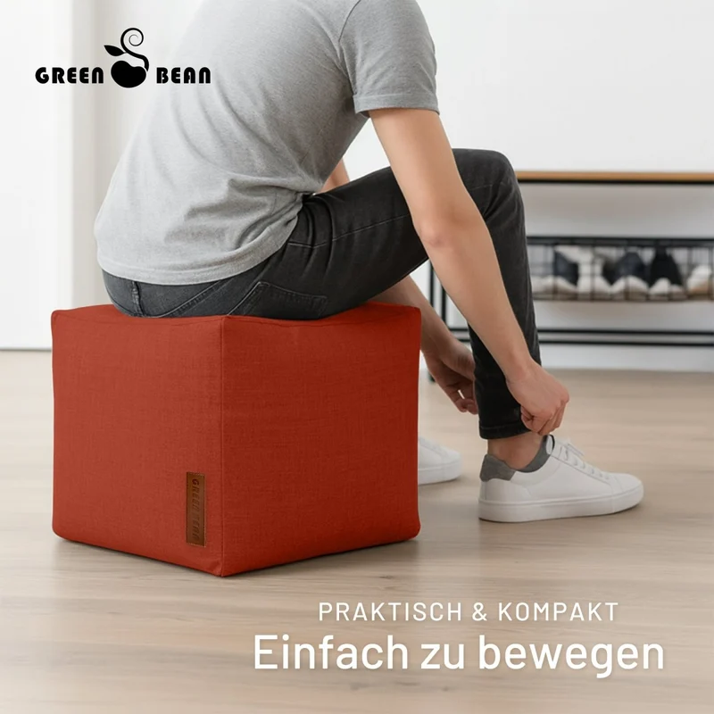 Cube Sitzhocker in Leinen-Optik