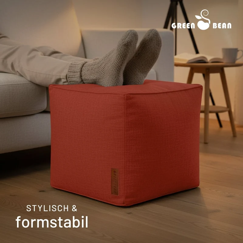 Cube Sitzhocker in Leinen-Optik