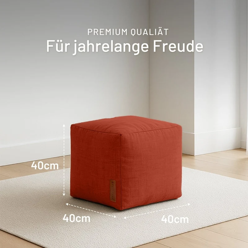 Cube Sitzhocker in Leinen-Optik
