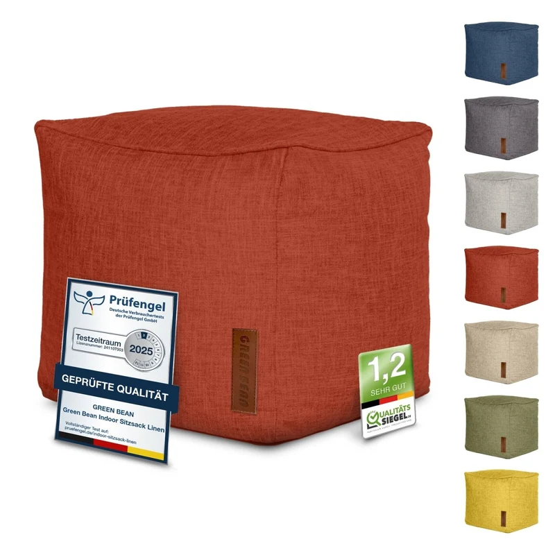 Cube Sitzhocker in Leinen-Optik