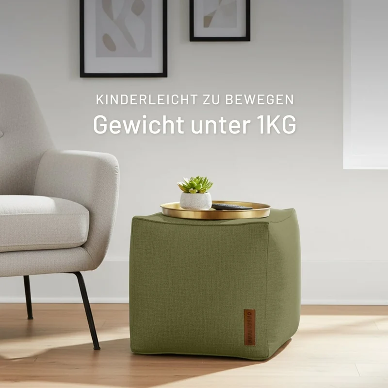 Cube Sitzhocker in Leinen-Optik
