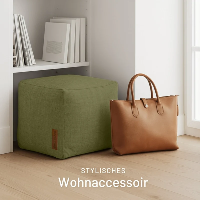 Cube Sitzhocker in Leinen-Optik