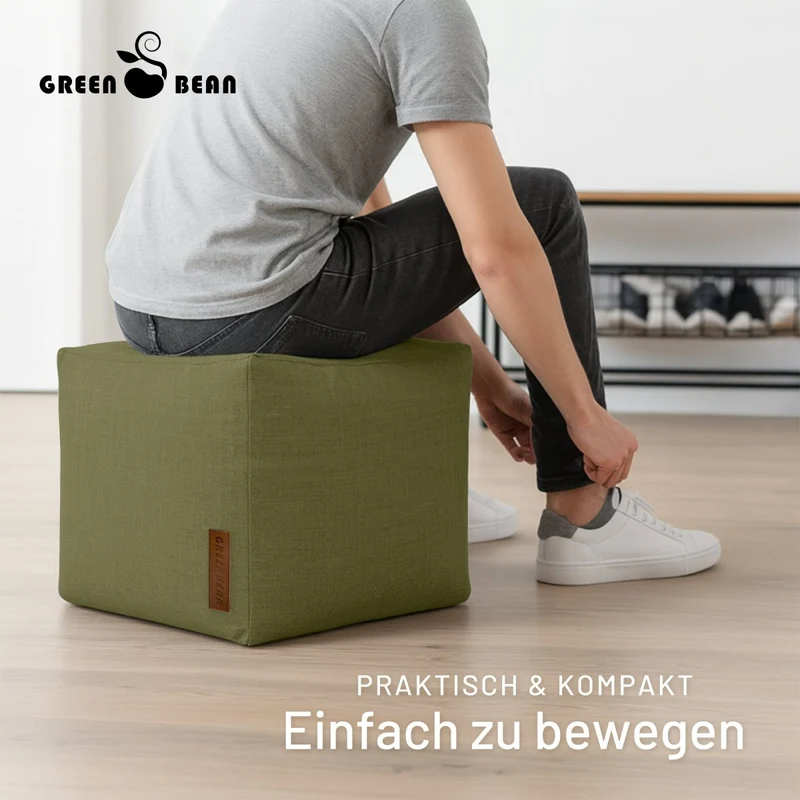 Cube Sitzhocker in Leinen-Optik