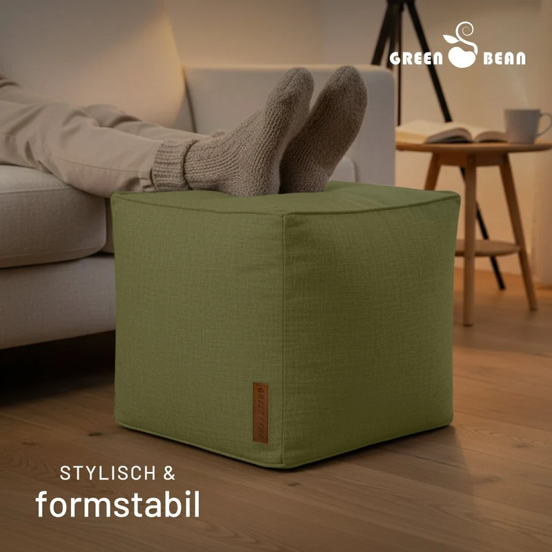 Cube Sitzhocker in Leinen-Optik