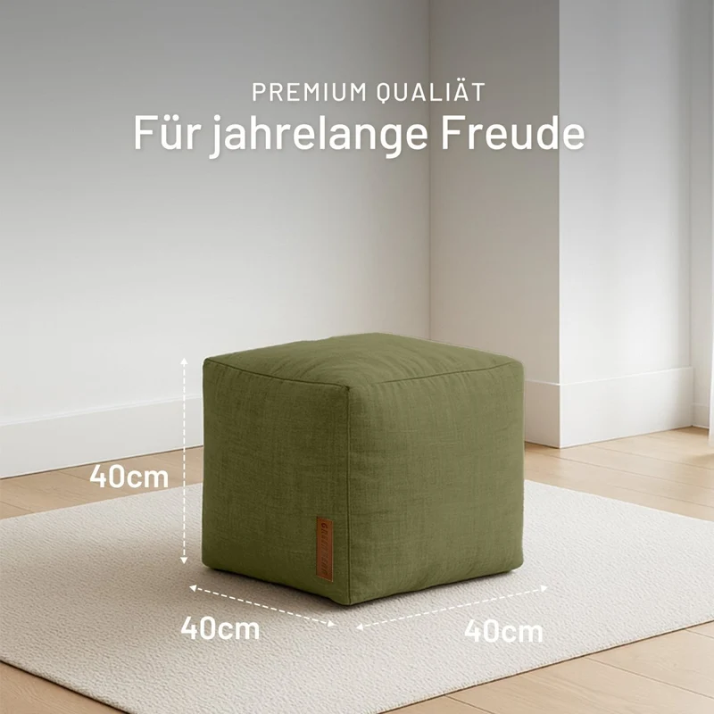 Cube Sitzhocker in Leinen-Optik