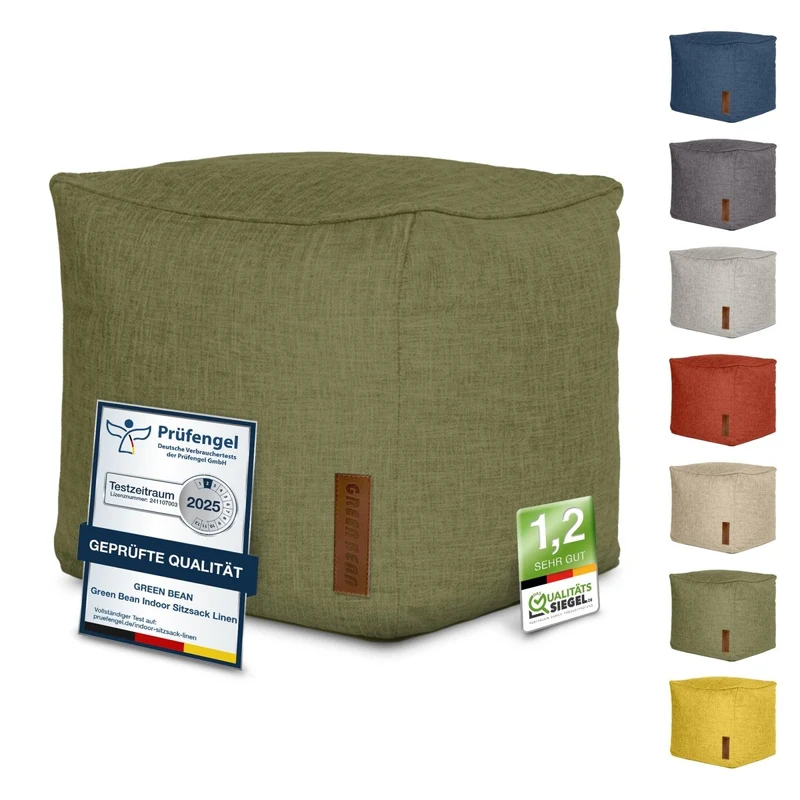 Cube Sitzhocker in Leinen-Optik