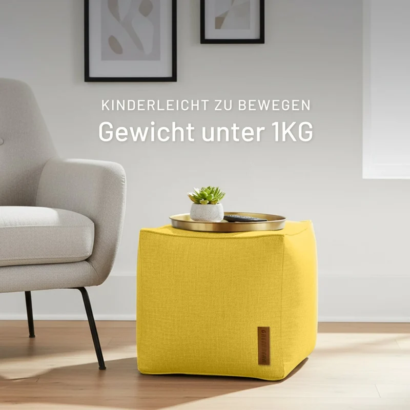 Cube Sitzhocker in Leinen-Optik