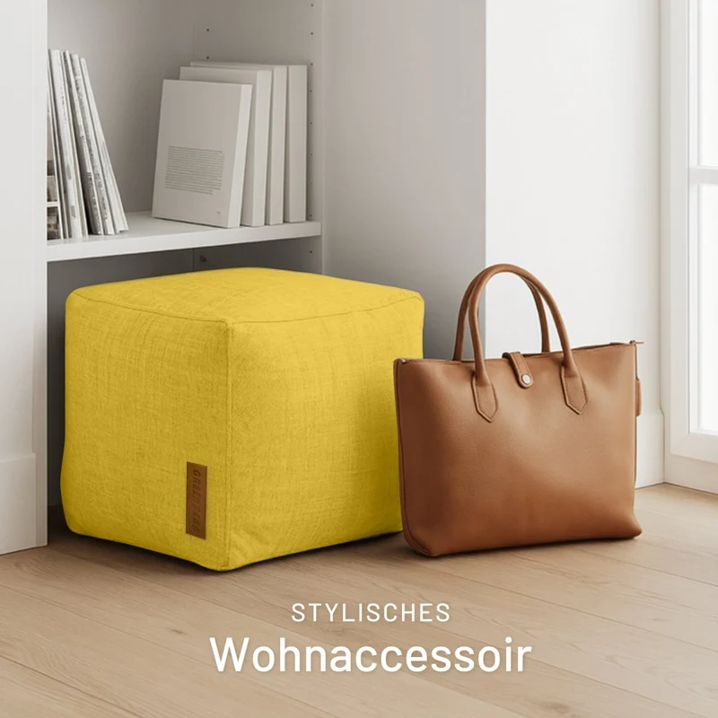 Cube Sitzhocker in Leinen-Optik