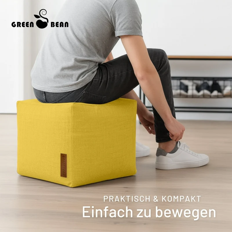 Cube Sitzhocker in Leinen-Optik