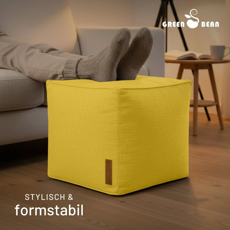 Cube Sitzhocker in Leinen-Optik