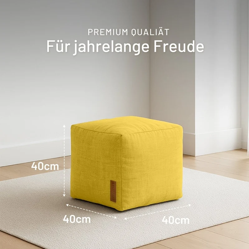 Cube Sitzhocker in Leinen-Optik