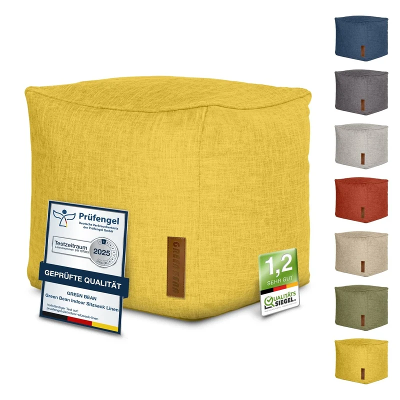Cube Sitzhocker in Leinen-Optik