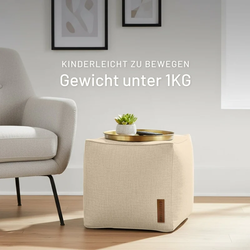 Cube Sitzhocker in Leinen-Optik