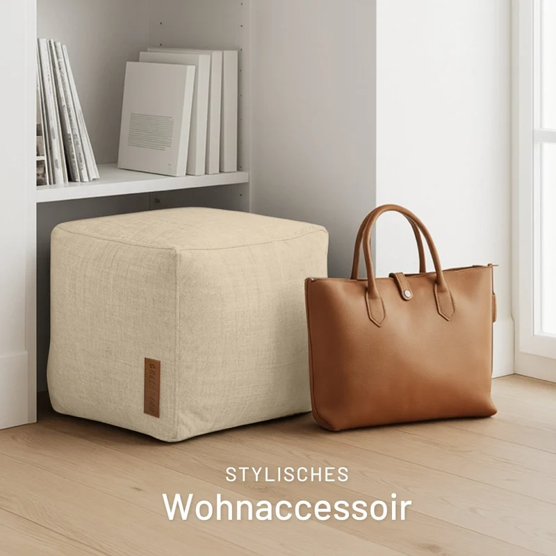 Cube Sitzhocker in Leinen-Optik
