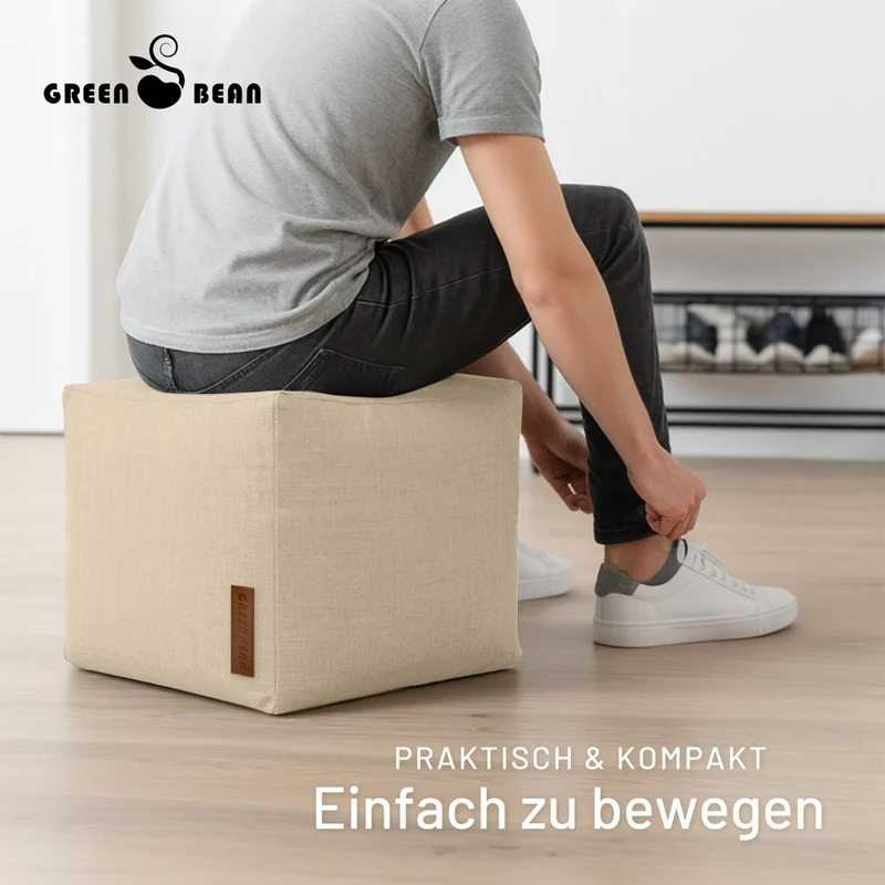Cube Sitzhocker in Leinen-Optik