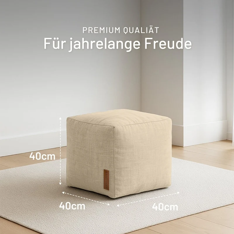 Cube Sitzhocker in Leinen-Optik