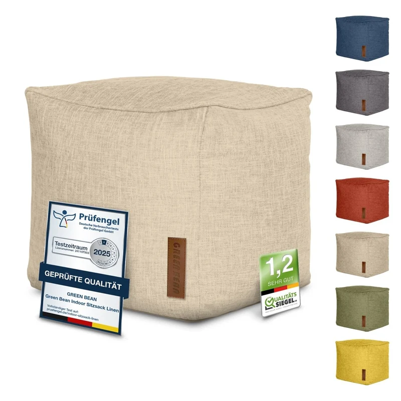 Cube Sitzhocker in Leinen-Optik