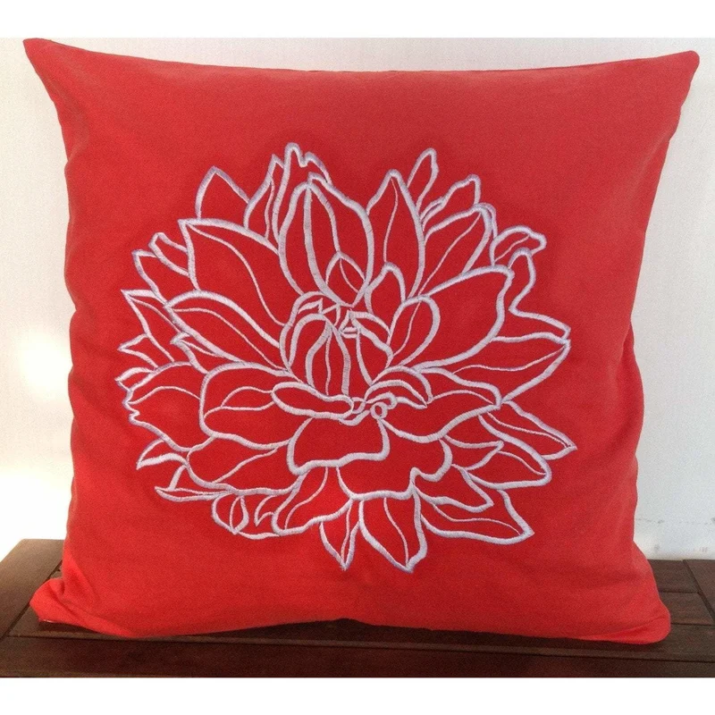 Red Flower Embroidered Throw pillows