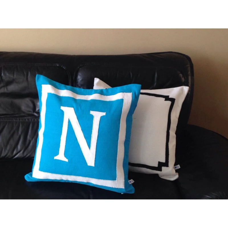 Personalized pillows, Turquoise blue Letter Pillows