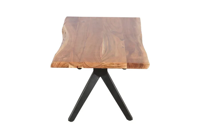 Couchtisch CHETA / Akazie natur, Metall schwarz / mit Baumkante / B 115, H 37, T 60 cm