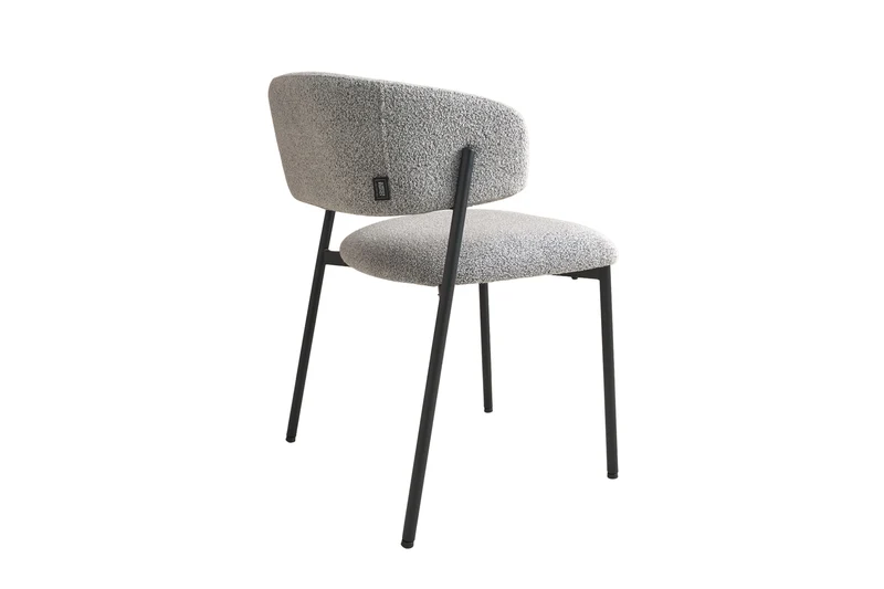 Esszimmerstuhl-Set OSLO B 04, Bezug in Bouclé grau, Untergestell aus Metall schwarz oder Bezug in Bouclé greige, Untergestell aus Metall seidengrau