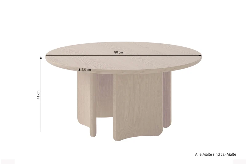 Couchtisch MOLDE 01, Echtholzfurnier Eichefarbig Bianco, Eichefarbig Tobacco oder seidengrau