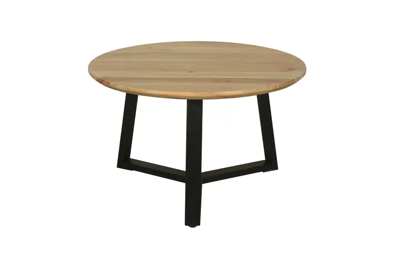 Couchtisch CROSS / Tischplatte Massivholz Akazie natur oder Marmor weiß / Gestell Metall schwarz / D 75 x H 46cm