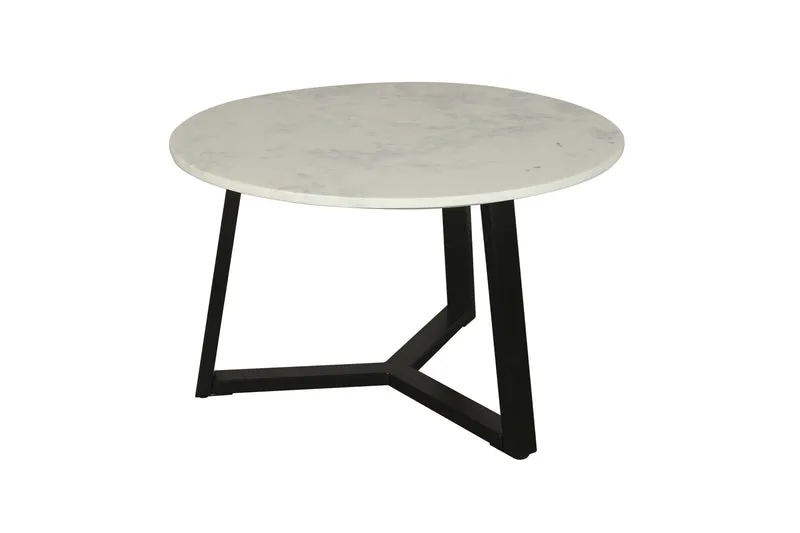 Couchtisch CROSS / Tischplatte Massivholz Akazie natur oder Marmor weiß / Gestell Metall schwarz / D 75 x H 46cm