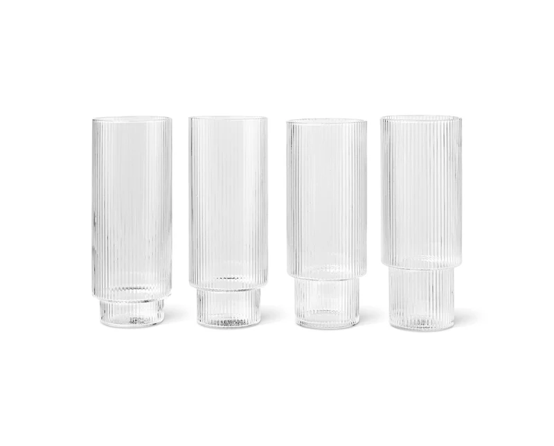 LONGDRINKGLAS RIPPLE 4ER SET