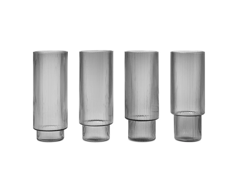 LONGDRINKGLAS RIPPLE 4ER SET